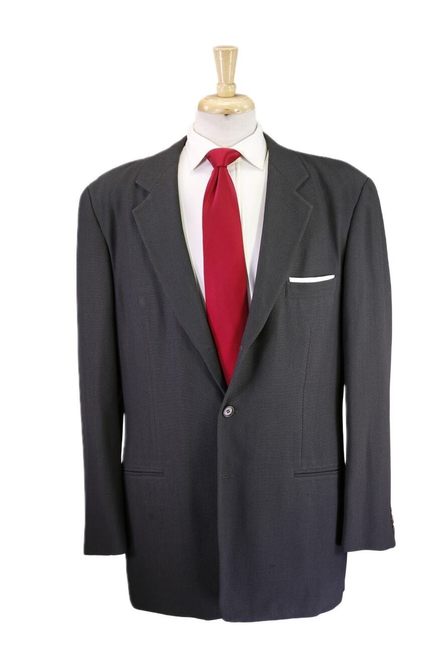Giorgio Armani Black Label Vintage Gray Black Wool Silk Oversized Suit 42L